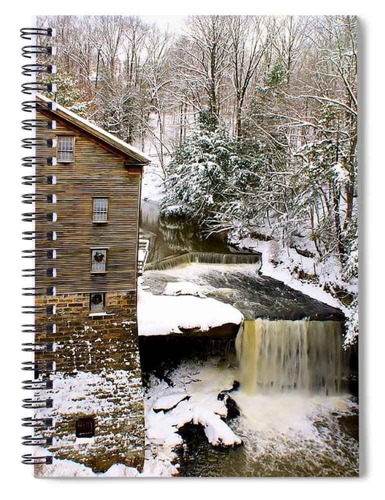Lanterman's Mill Spiral Notebook featuring the photograph Lanterman's Mill in Winter by Michelle Joseph-Long