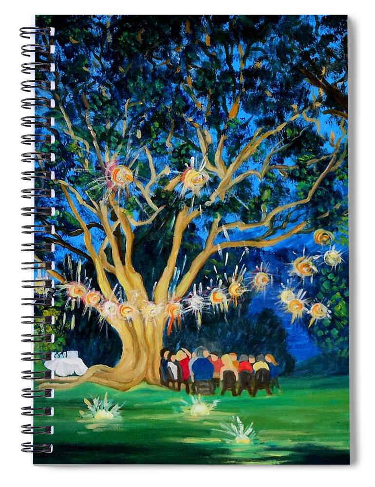 Lantern-light Spiral Notebook featuring the painting Lantern Tree by Caroline Street