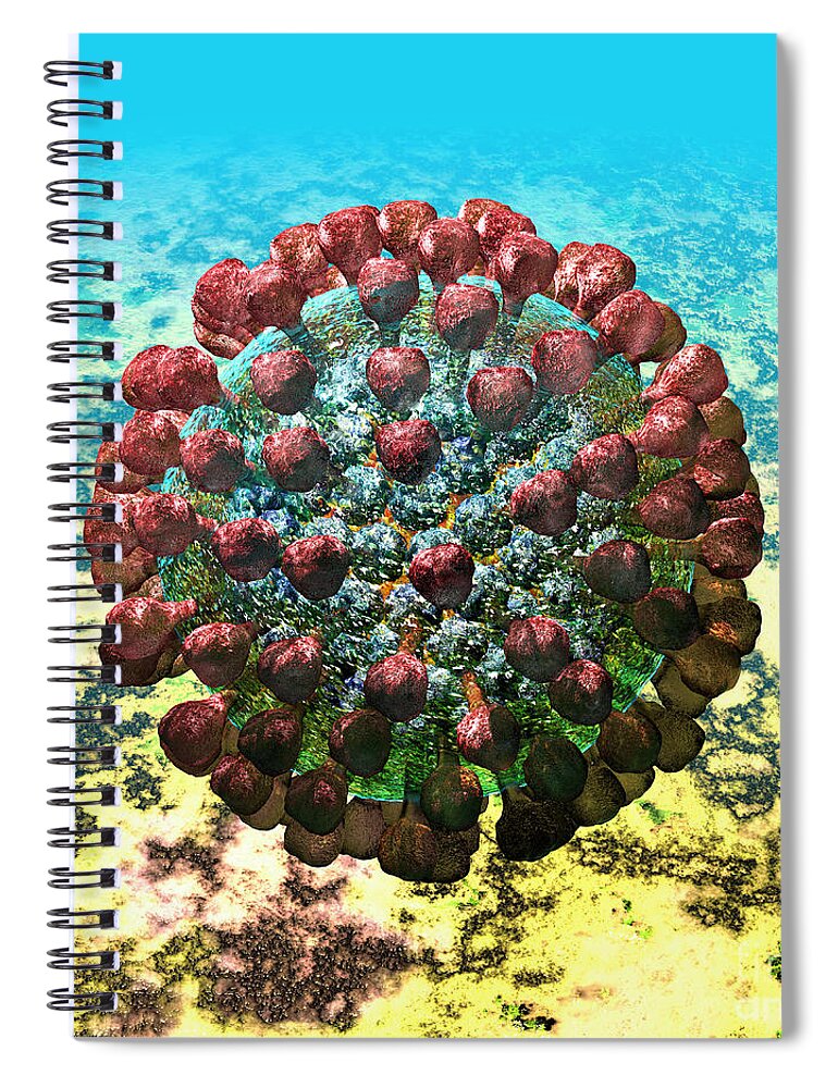 Acute Spiral Notebook featuring the digital art Lassa virus #4 by Russell Kightley