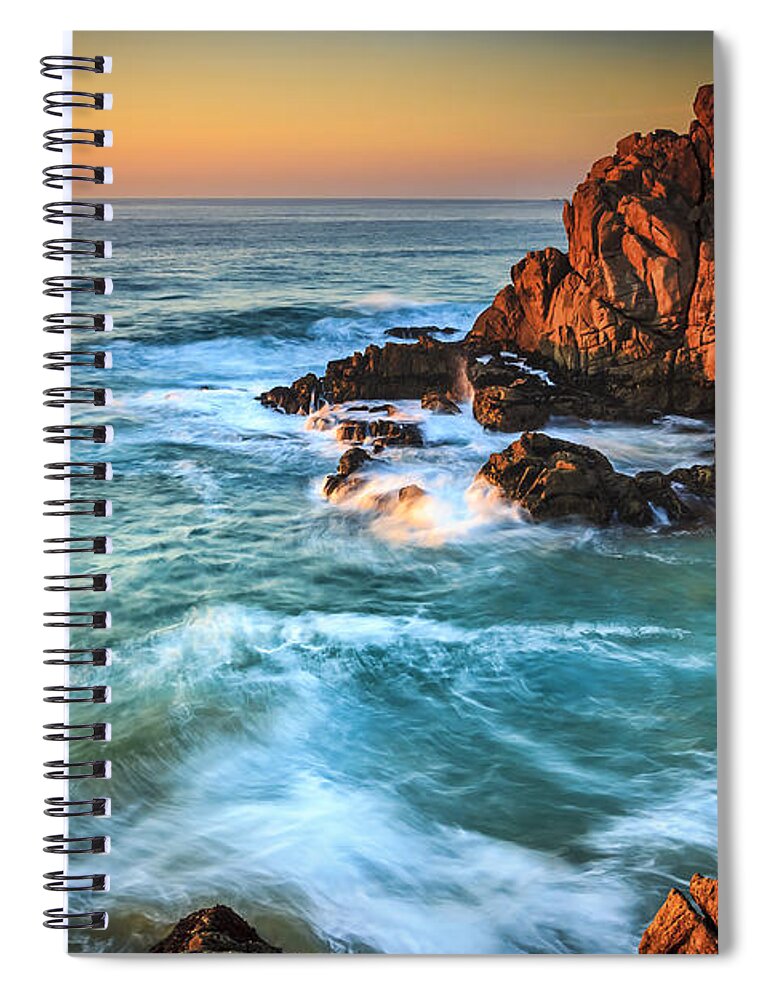 Galicia Spiral Notebook featuring the photograph Last Lights at Penencia Point Galicia Spain by Pablo Avanzini