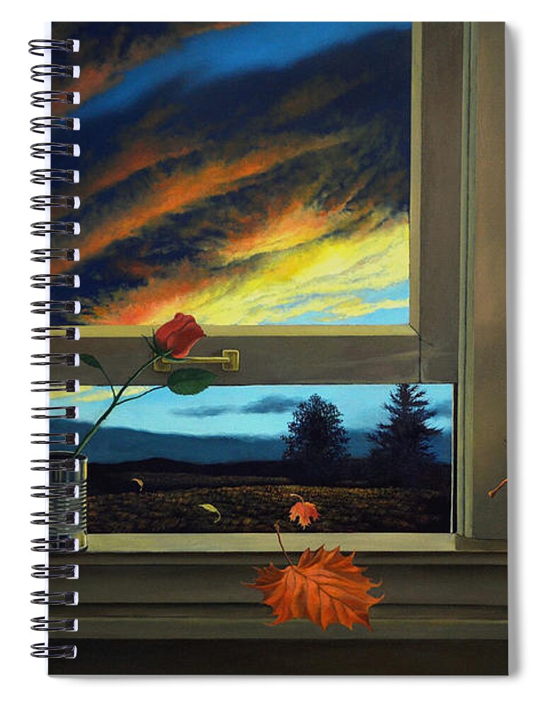 Rose Spiral Notebook featuring the painting Late Autumn Breeze by Christopher Shellhammer by Christopher Shellhammer