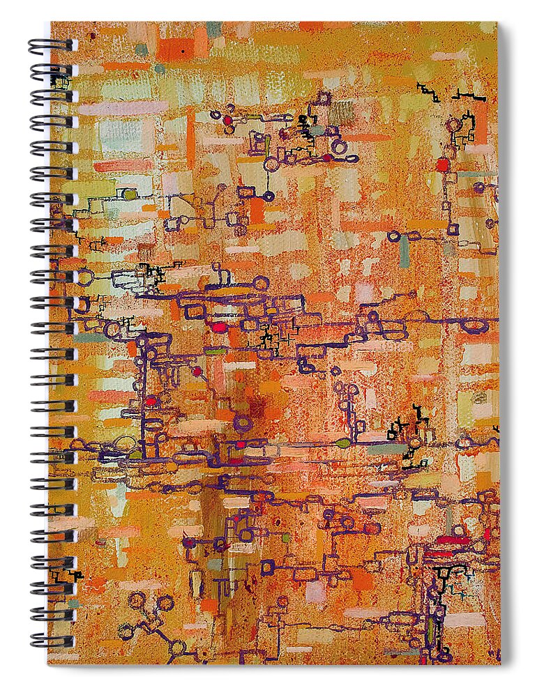 Lattice Spiral Notebook featuring the painting Lattice Animals Abstract Oil Painting by Regina Valluzzi by Regina Valluzzi