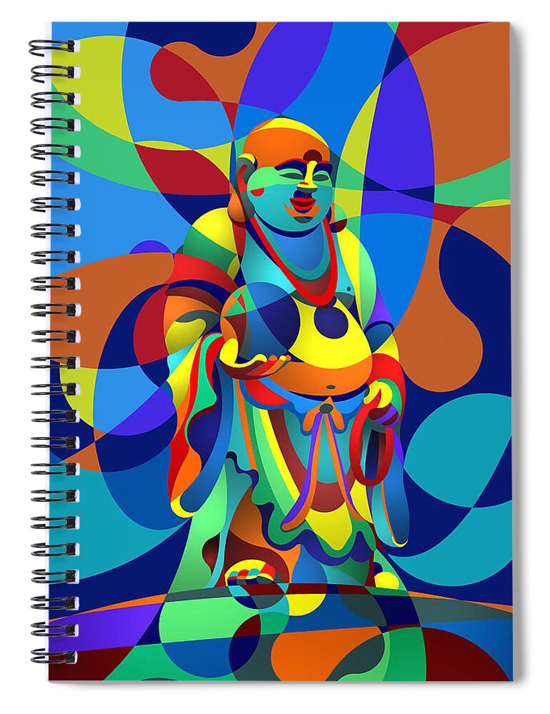 Classic Sculpture Spiral Notebook featuring the digital art Laughing Buddha by Randall J Henrie