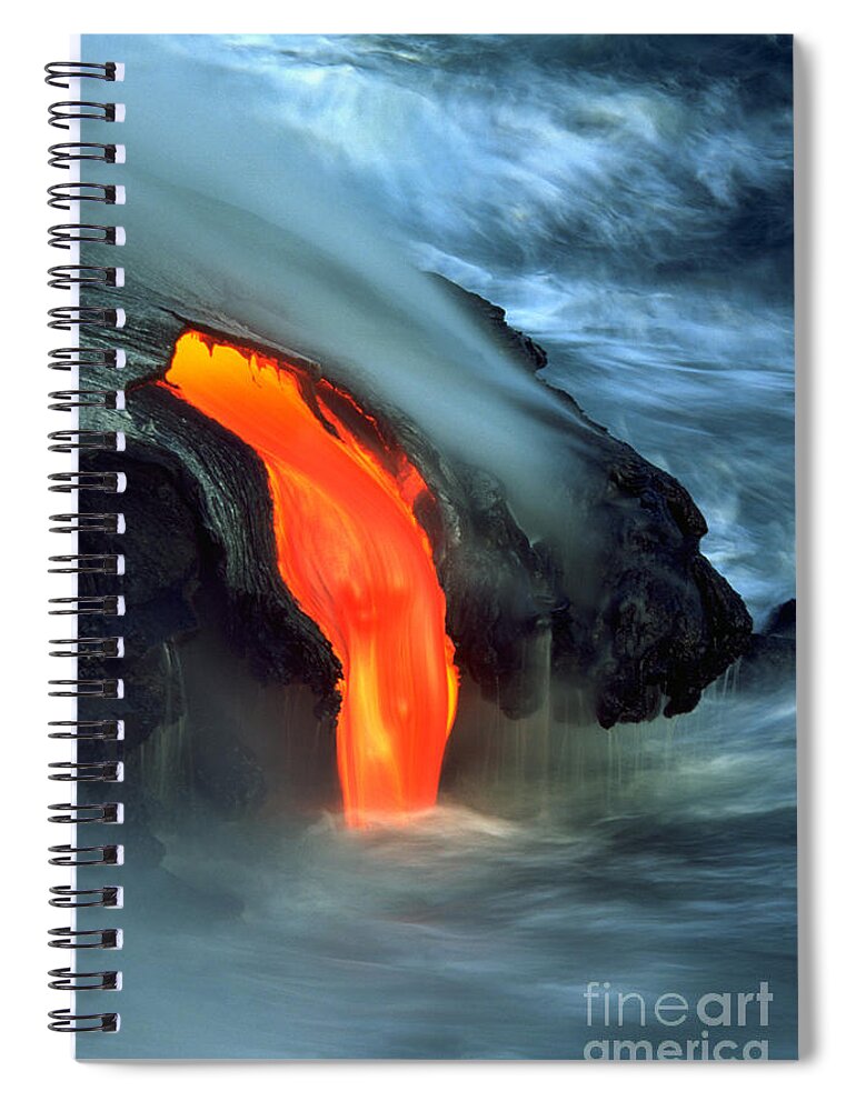 Lava Flow Spiral Notebook featuring the photograph Lava Flow Entering Ocean by Art Wolfe