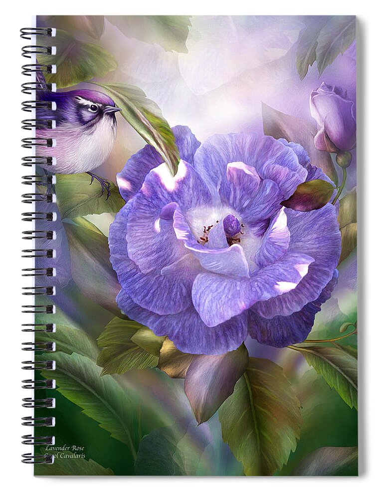 Rose Spiral Notebook featuring the mixed media Lavender Rose by Carol Cavalaris