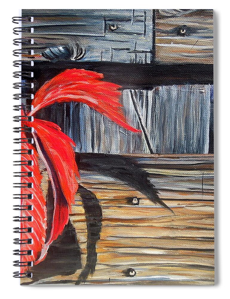 Planks Spiral Notebook featuring the painting Leaf shadow 2 by Marilyn McNish
