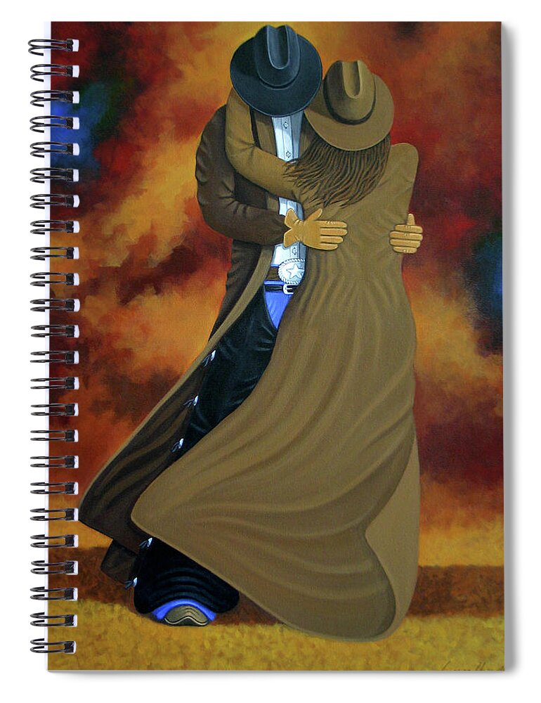 Abstract Cowboy Painting Spiral Notebook featuring the painting Lean On Me by Lance Headlee