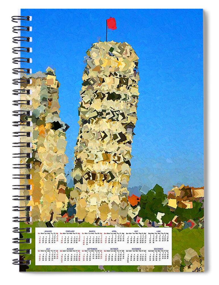 Pisa Spiral Notebook featuring the painting Leaning Tower of Pisa 2014 Calendar by Bruce Nutting