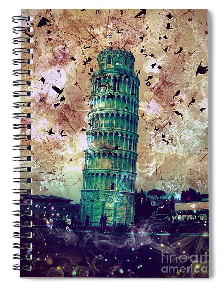 Leaning Tower Of Pisa Spiral Notebook featuring the digital art Leaning Tower of Pisa 1 by Marina McLain