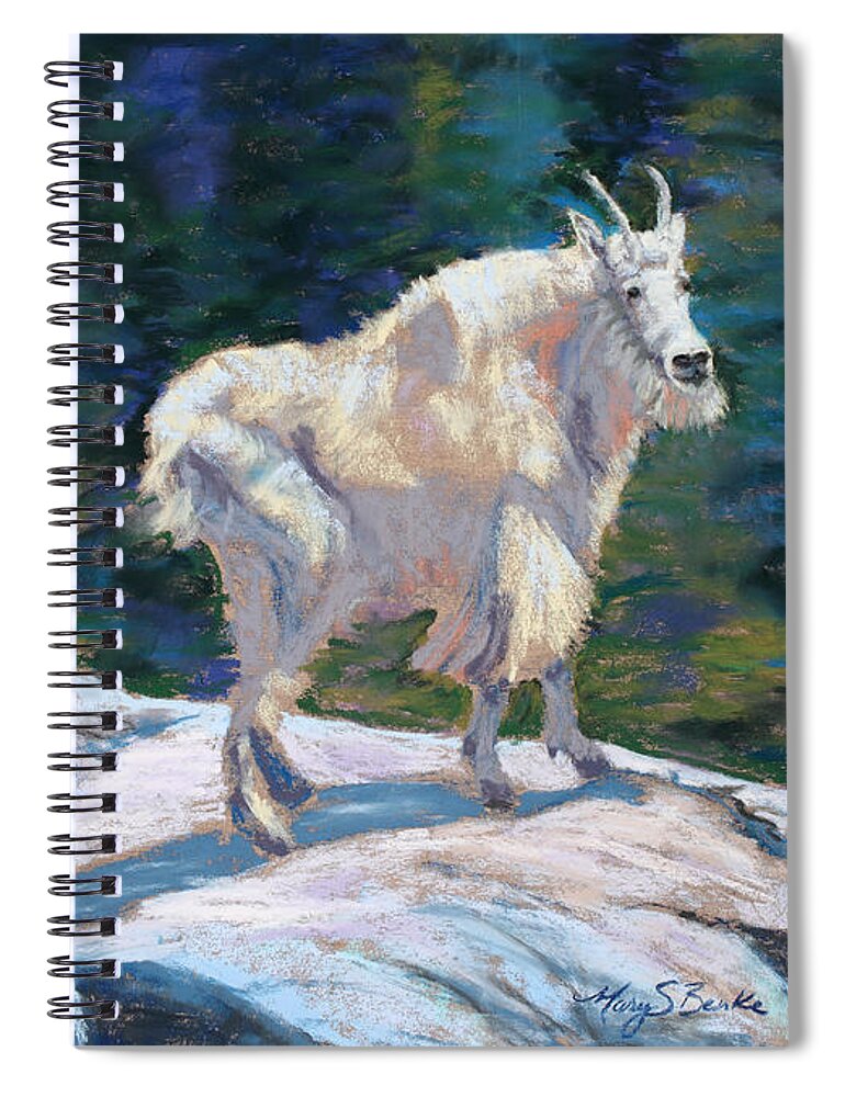 Mountain Goats Spiral Notebook featuring the painting Learning to Walk on the Edge by Mary Benke