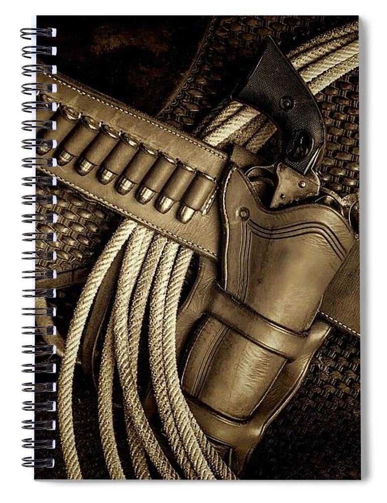 Jon Burch Spiral Notebook featuring the photograph Leather and Lead by Jon Burch Photography