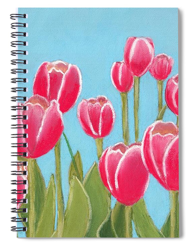 Tulip Spiral Notebook featuring the painting Leen van der Mark Tulips by Anastasiya Malakhova