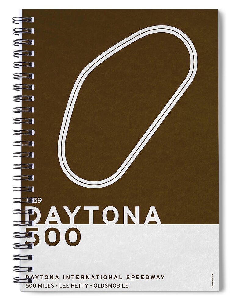 Daytona 500 Spiral Notebook featuring the digital art Legendary Races - 1959 Daytona 500 by Chungkong Art