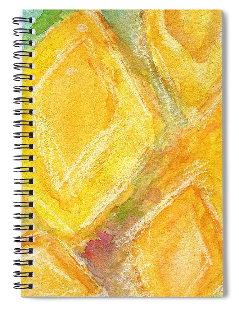 Abstract Painting Spiral Notebook featuring the painting Lemon Drops by Linda Woods