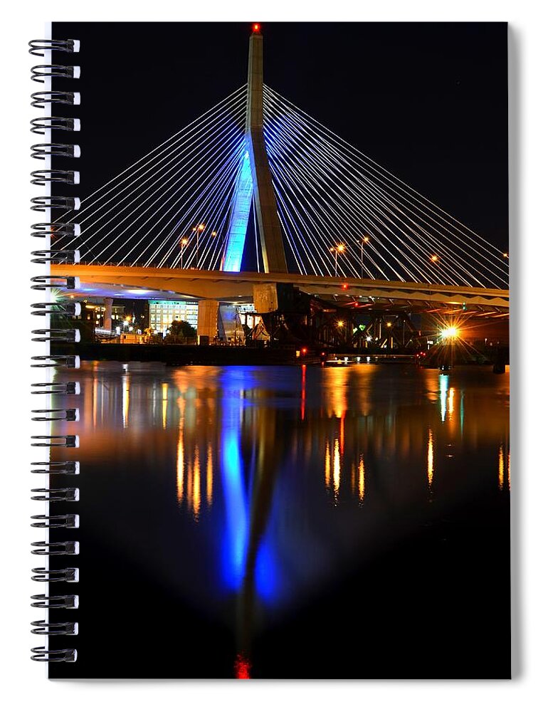 Boston Spiral Notebook featuring the photograph Lenny Zakim Bridge from North Point Park by Toby McGuire
