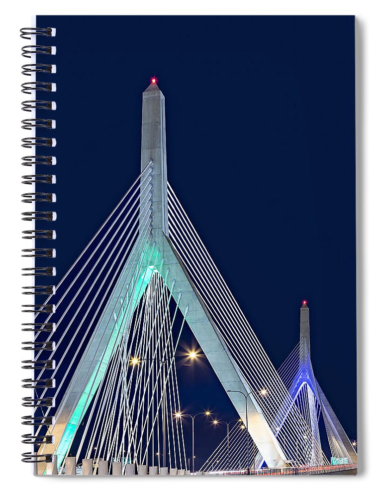 Zakim Spiral Notebook featuring the photograph Leonard P. Zakim Bunker Hill Memorial Bridge II by Susan Candelario