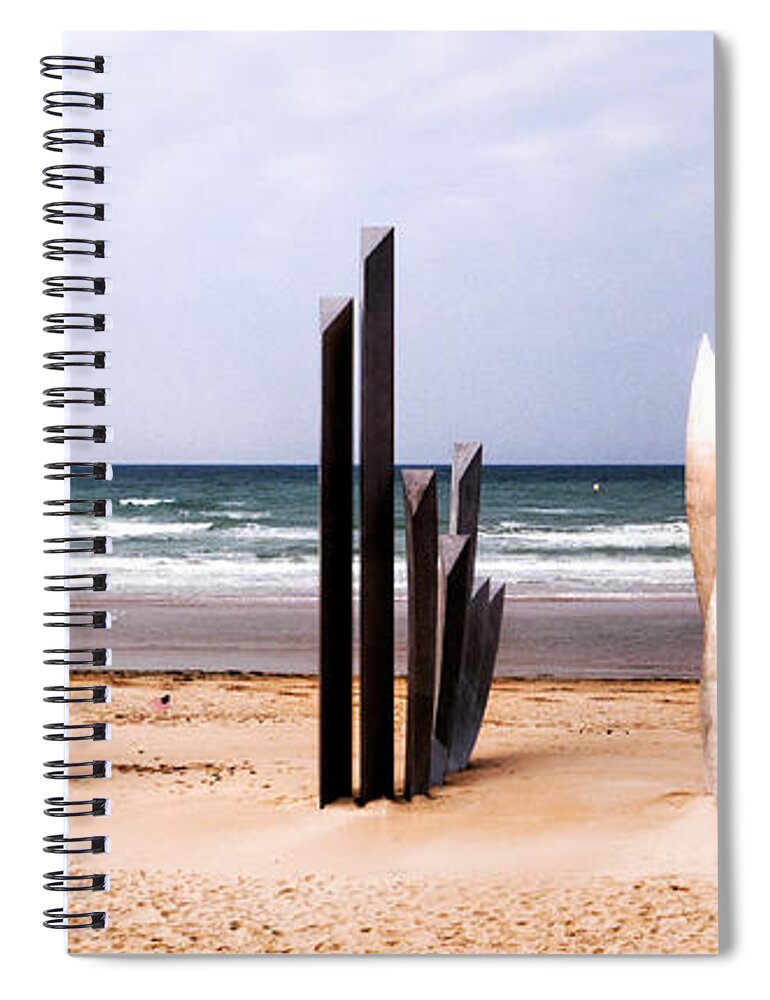 Les Braves Spiral Notebook featuring the photograph Les Braves Monument at Omaha Beach by Weston Westmoreland