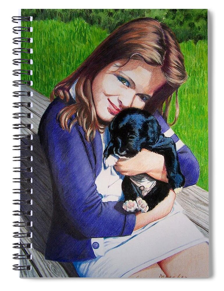 Girl Spiral Notebook featuring the mixed media Leslie and Sergeant by Constance Drescher