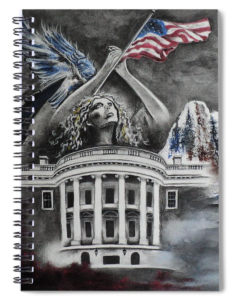 Military Spiral Notebook featuring the drawing Let Freedom Ring by Carla Carson