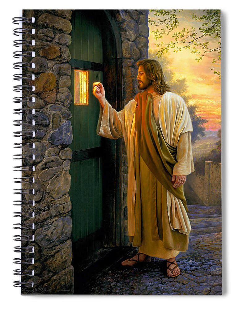 #faaAdWordsBest Spiral Notebook featuring the painting Let Him In by Greg Olsen