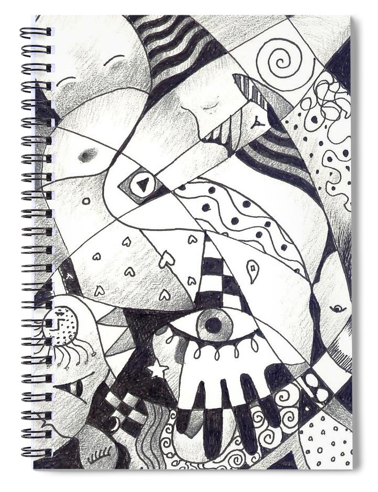 Exuberant Spiral Notebook featuring the drawing Let Us Dance by Helena Tiainen