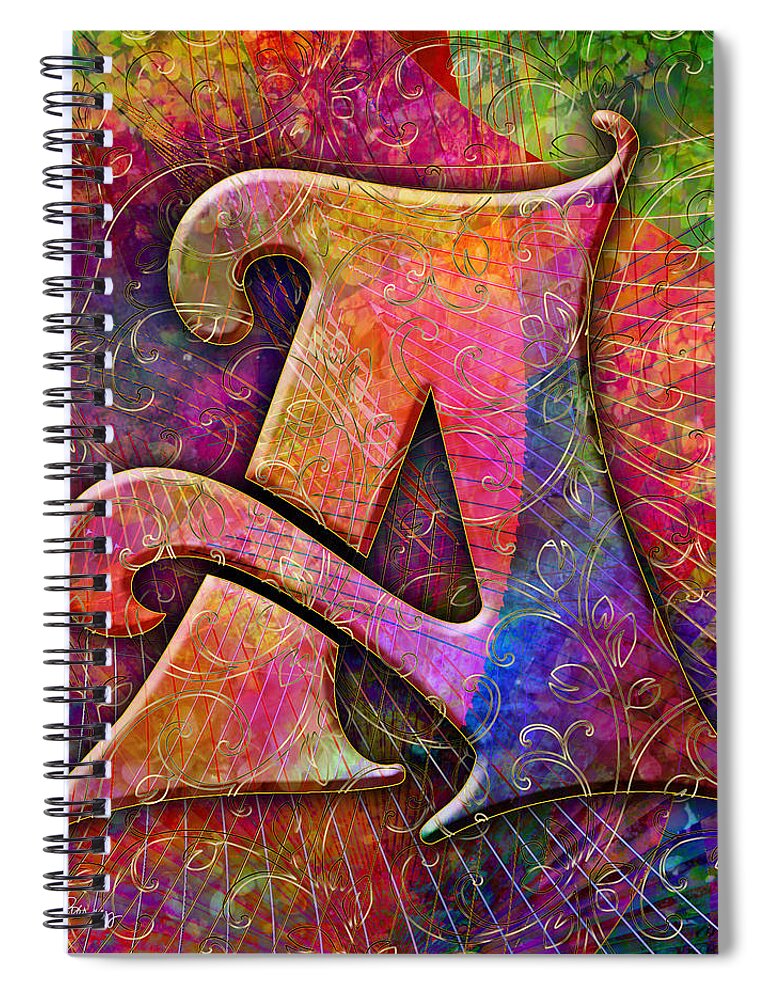 Alphabet Spiral Notebook featuring the digital art Letter A by Barbara Berney