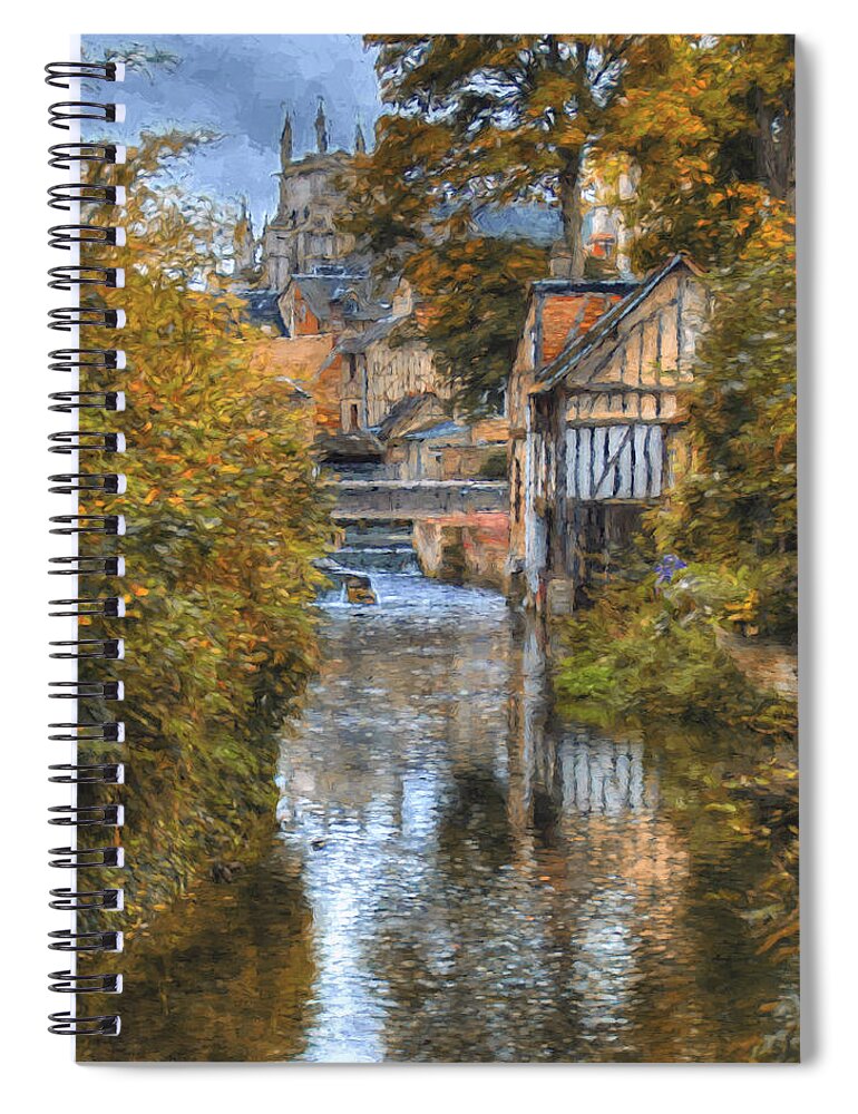 Landscape. Louviers. Eure Spiral Notebook featuring the photograph L'Eure a Louviers by Jean-Pierre Ducondi