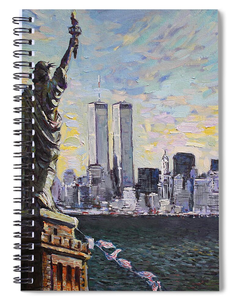 New York City Spiral Notebook featuring the painting Liberty by Ylli Haruni
