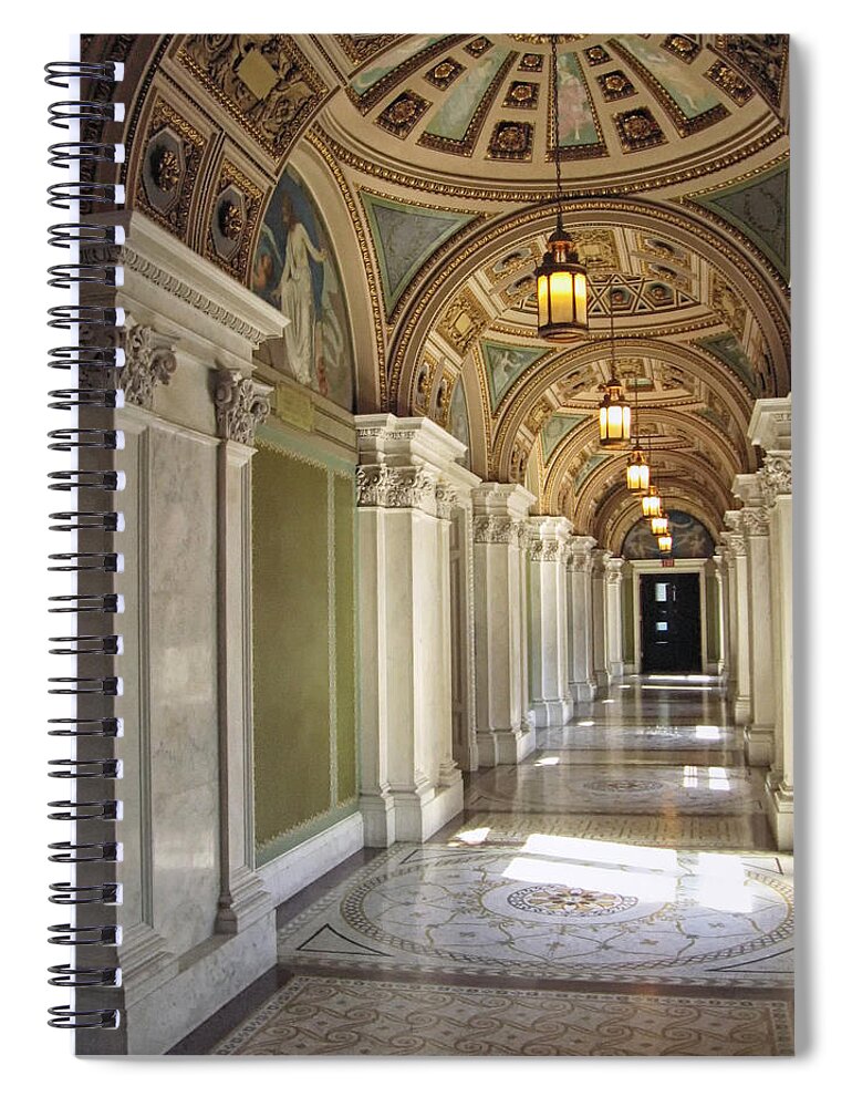 Washington Dc Spiral Notebook featuring the photograph Library of Congress Hallway Washington DC by Mary Lee Dereske