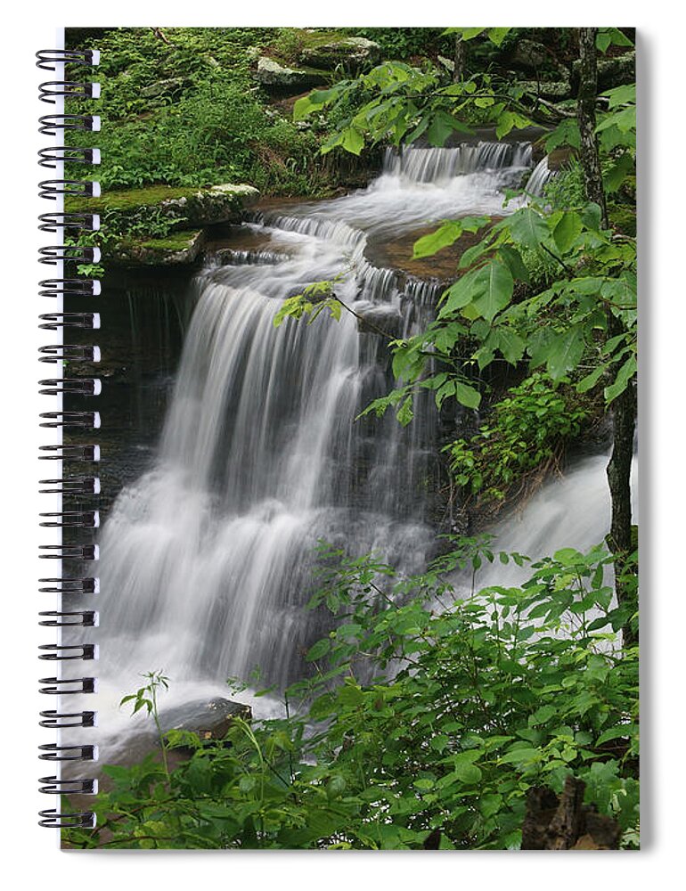 Tim Fitzharris Spiral Notebook featuring the photograph Lichen Falls Ozark National Forest by Tim Fitzharris
