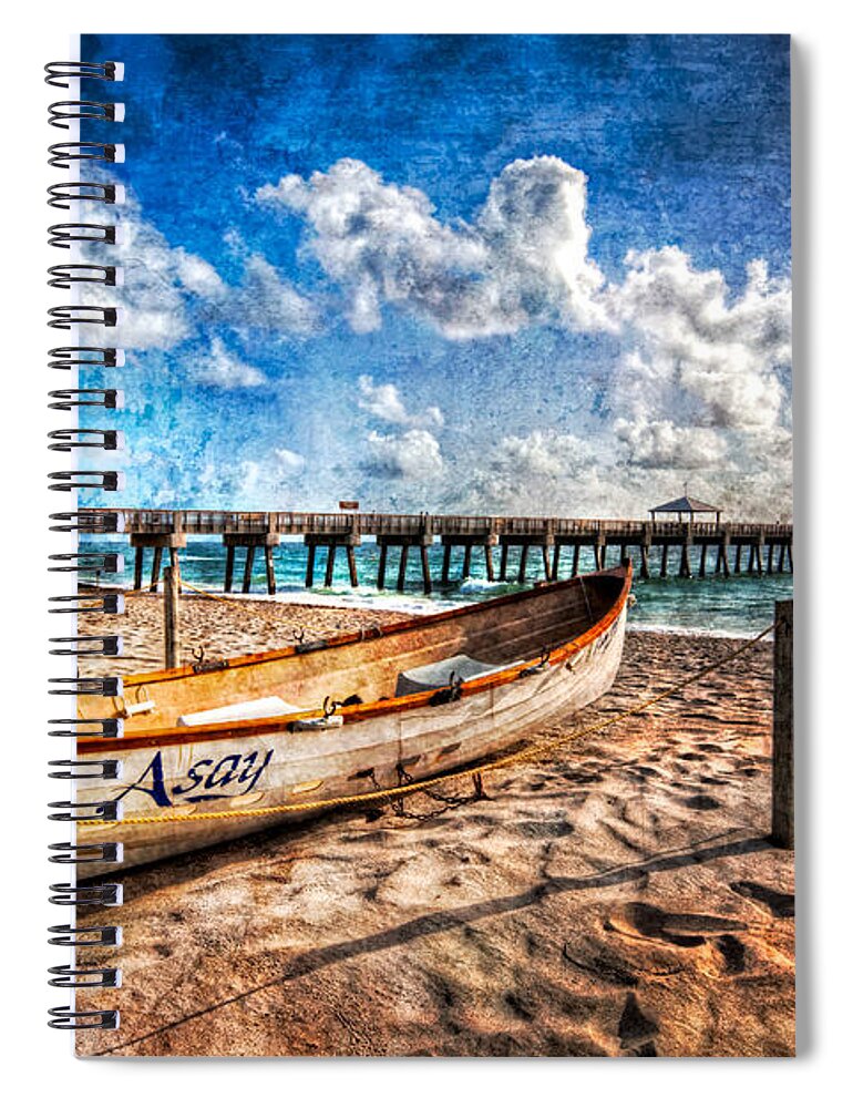 Boats Spiral Notebook featuring the photograph Lifeguard Boat by Debra and Dave Vanderlaan