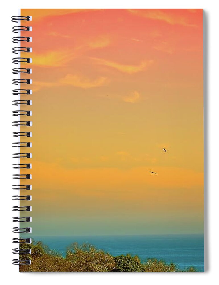 Tranquility Spiral Notebook featuring the photograph Light Of Sun Setting On Malibu Beach by Albert Valles