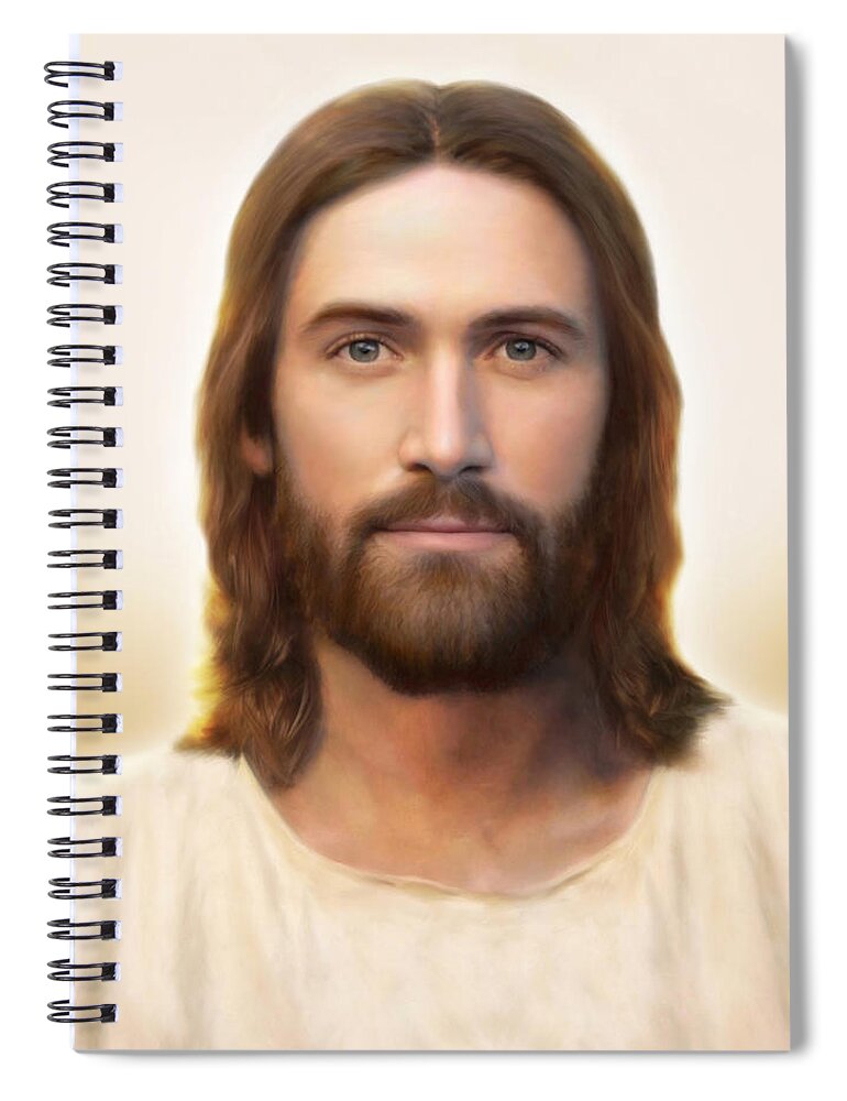 Jesus Spiral Notebook featuring the painting Light of the World by Brent Borup