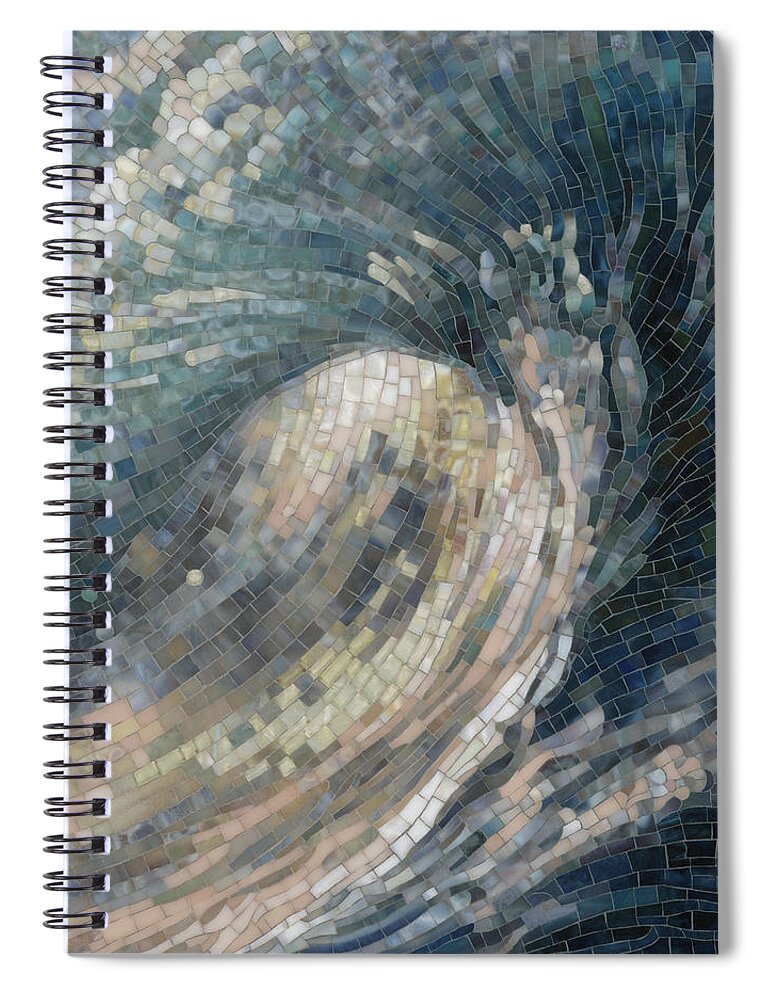 Glass Mosaic Spiral Notebook featuring the painting Light Wave by Mia Tavonatti