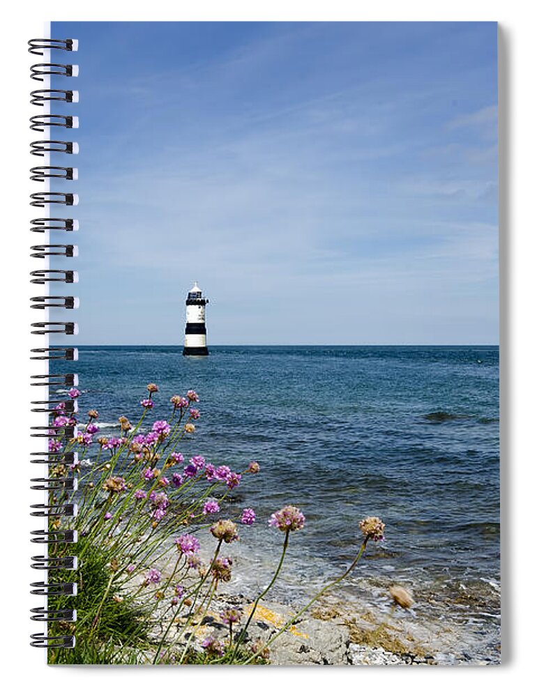 Lighthouse Spiral Notebook featuring the photograph Lighthouse at Penmon by Steev Stamford