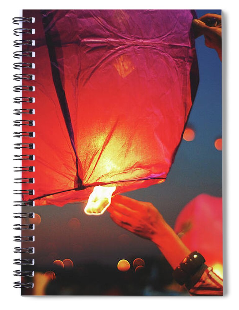 People Spiral Notebook featuring the photograph Lighting The Lantern On St. Johns Night by Justyna Dudek