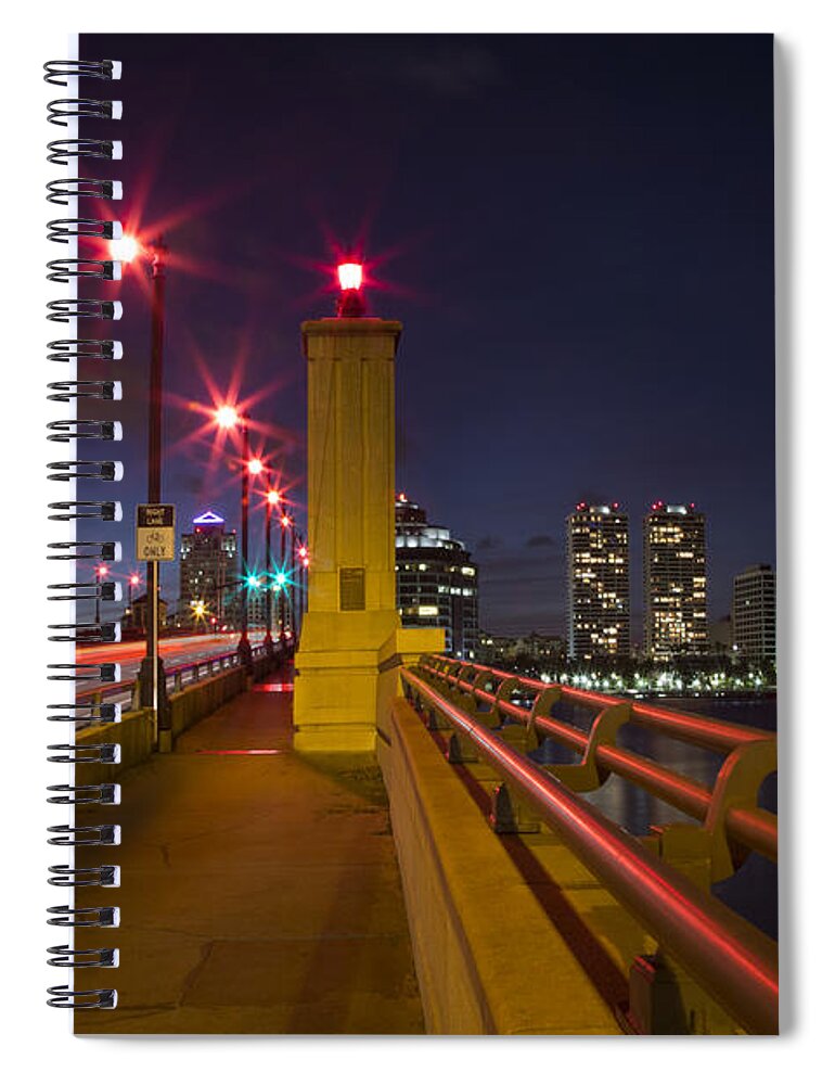 Clouds Spiral Notebook featuring the photograph Lights at Night by Debra and Dave Vanderlaan