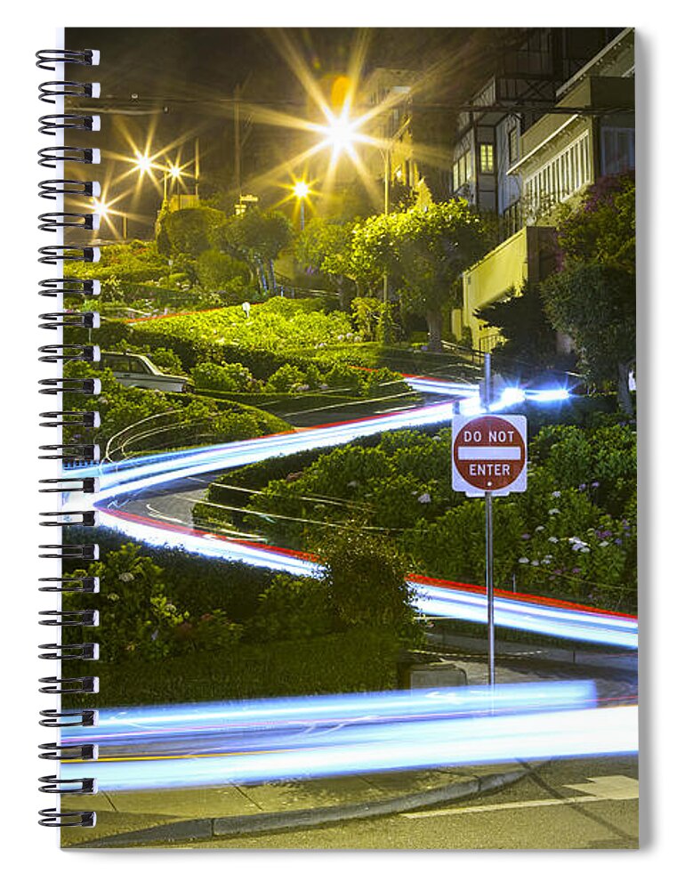 Lights Spiral Notebook featuring the photograph Lights on Lombard by Bryant Coffey
