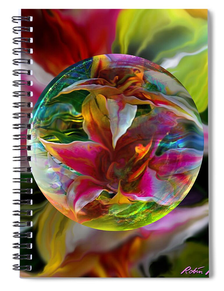 Art Globe Spiral Notebook featuring the painting Lillium Bulbiferum by Robin Moline