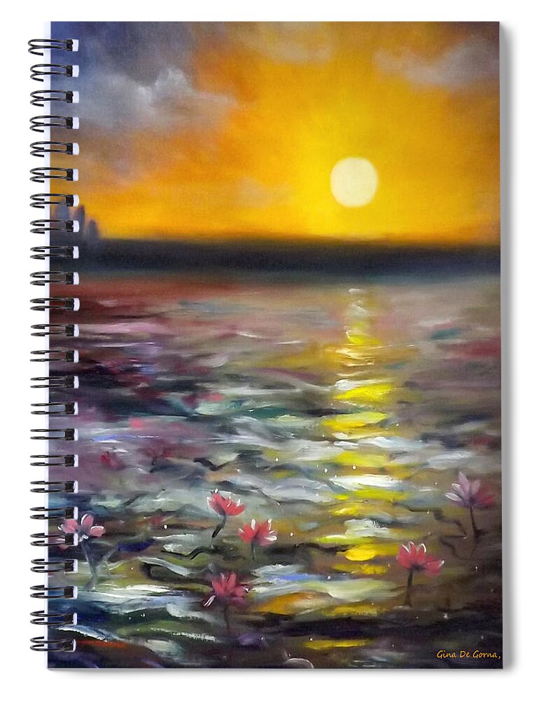 Sunset Spiral Notebook featuring the painting Lily Sunset 3 by Gina De Gorna