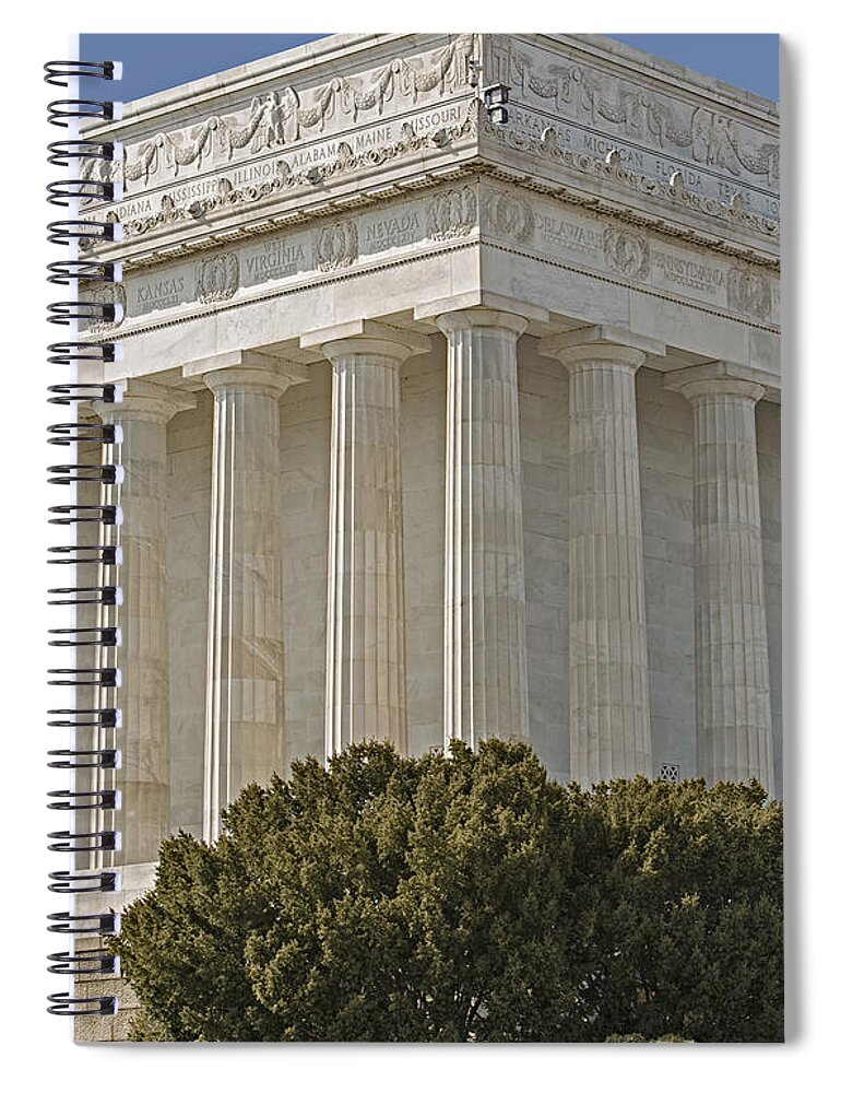Abraham Lincoln Memorial Spiral Notebook featuring the photograph Lincoln Memorial Pillars by Susan Candelario