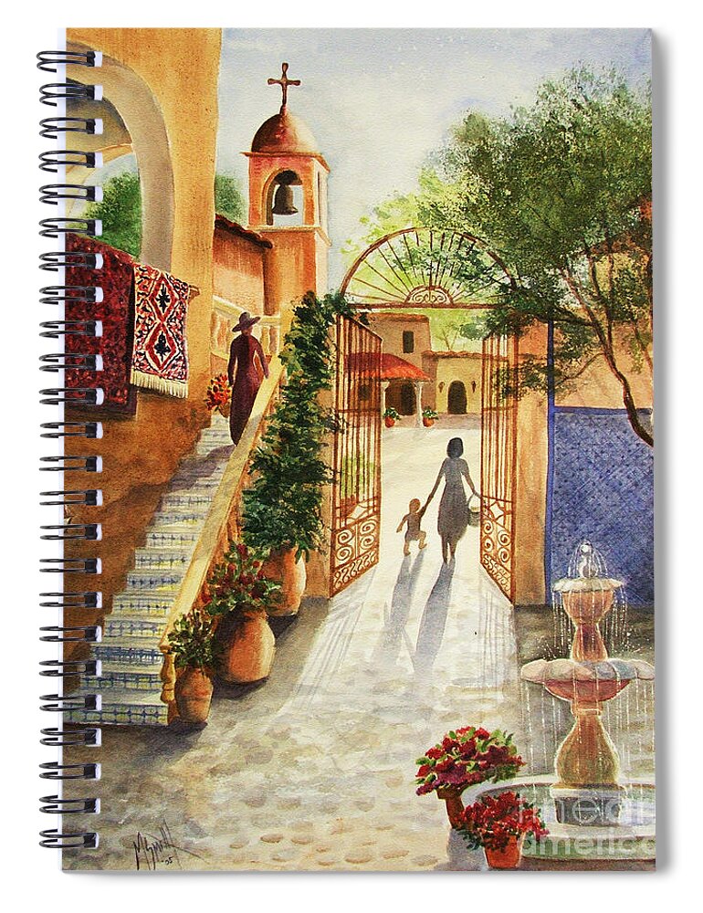 Tlaquepaque Spiral Notebook featuring the painting Lingering Spirit-Sedona by Marilyn Smith