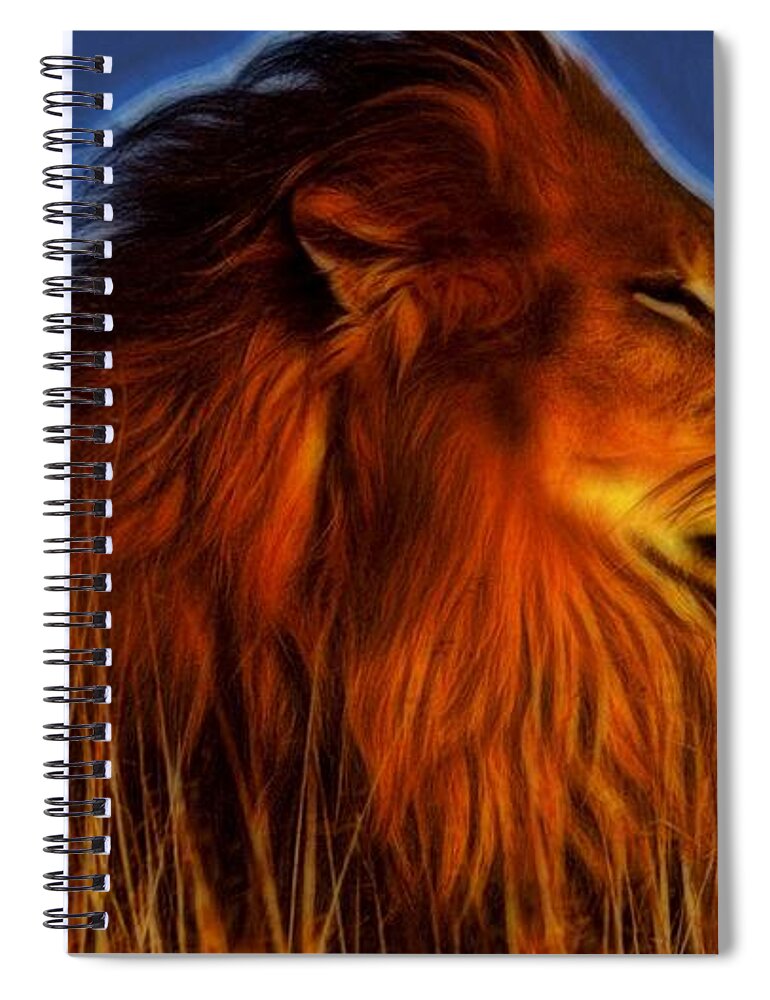 Lion Spiral Notebook featuring the digital art Lion - King of animals by Lilia S