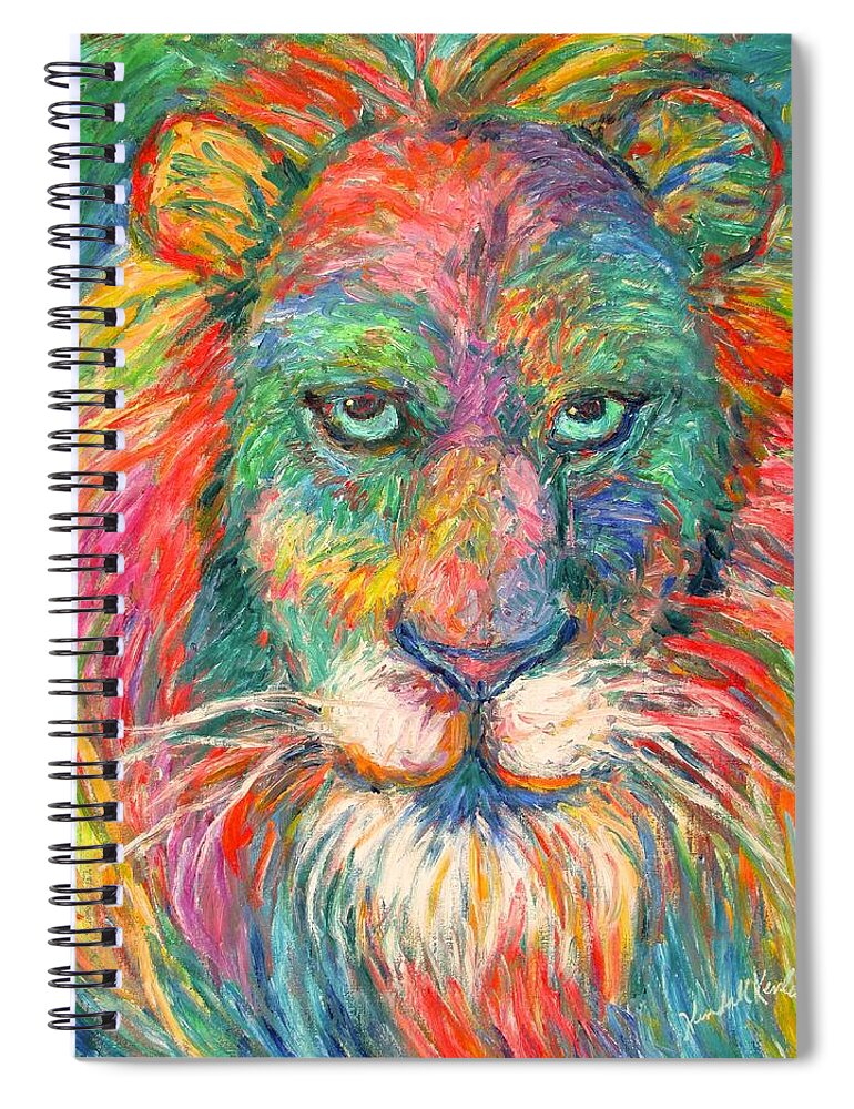 Abstract Lion Spiral Notebook featuring the painting Lion Explosion by Kendall Kessler