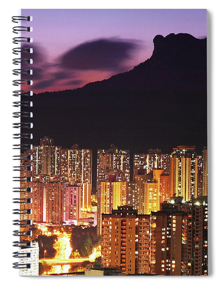 Tranquility Spiral Notebook featuring the photograph Lion Rock Spirit Of Hong Kong by From John Chan, Johnblog.phychembio.com