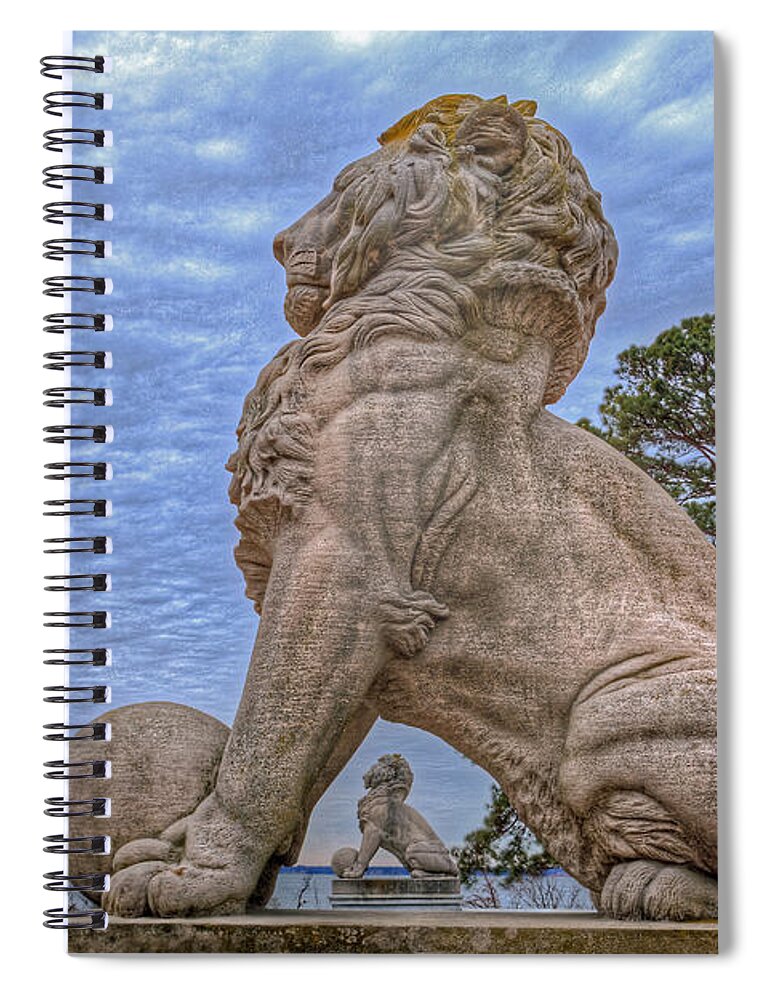 Double Lions Spiral Notebook featuring the photograph Lions Bridge East Lake Side by Jerry Gammon