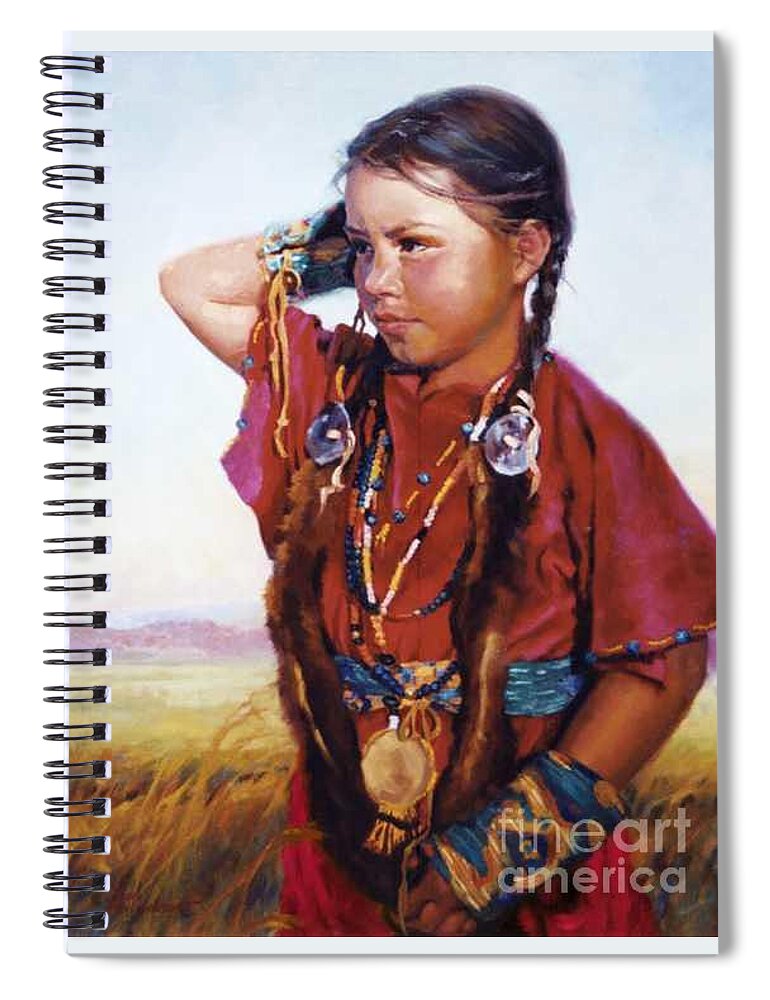  Indian Spiral Notebook featuring the painting Little American Beauty II by Jean Hildebrant