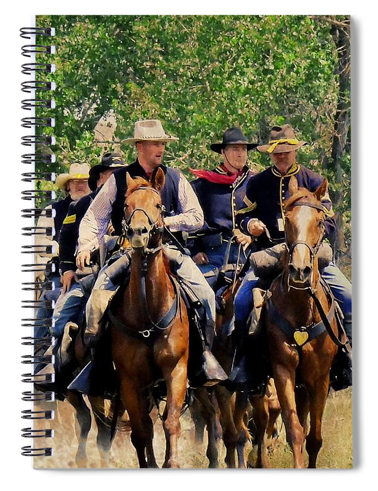 7th Cavalry Spiral Notebook featuring the digital art Little BigHorn Reenactment 2 by Kae Cheatham