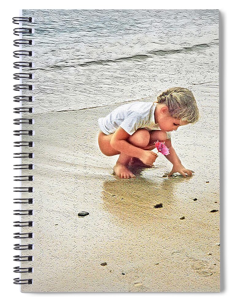Child Spiral Notebook featuring the photograph Little Girl on the Beach by Hanny Heim