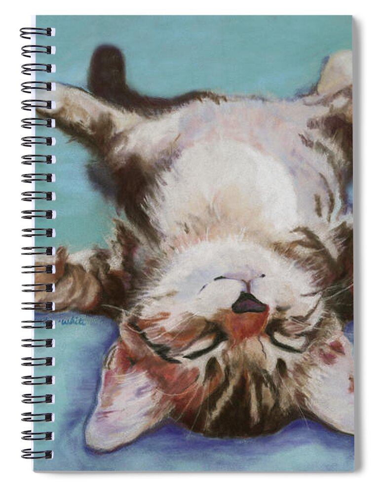 Cat Painting Spiral Notebook featuring the pastel Little Napper by Pat Saunders-White